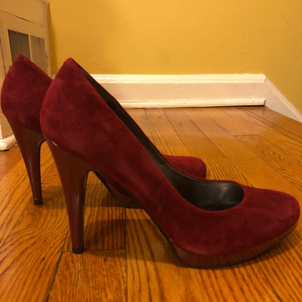 Dark red suede heels